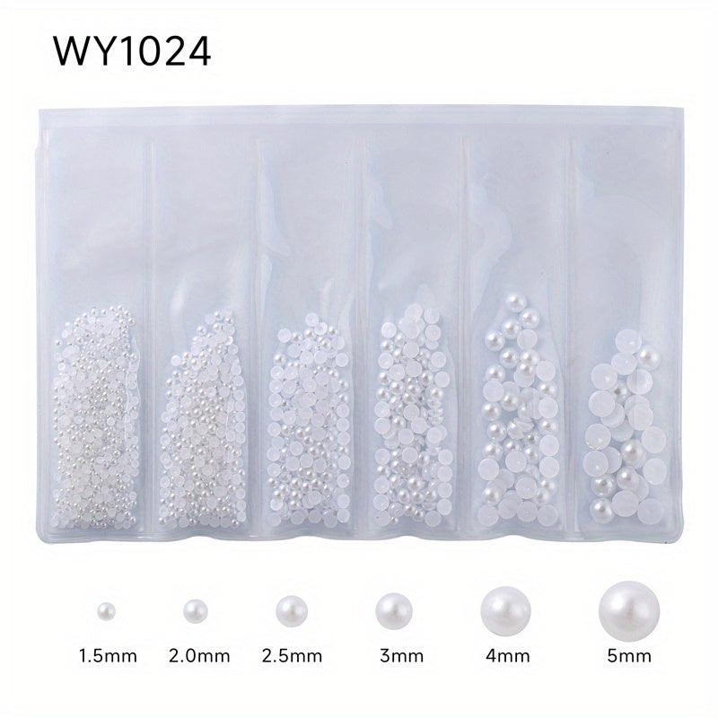 6 Grids 3D Nail Rhinestones Kit AB Crystal Rhinestones Nail Charms Diamonds