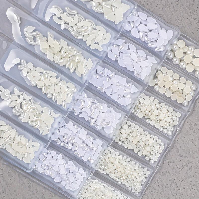6 Grids 3D Nail Rhinestones Kit AB Crystal Rhinestones Nail Charms Diamonds