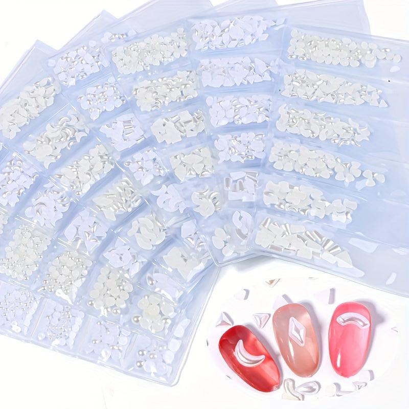 6 Grids 3D Nail Rhinestones Kit AB Crystal Rhinestones Nail Charms Diamonds