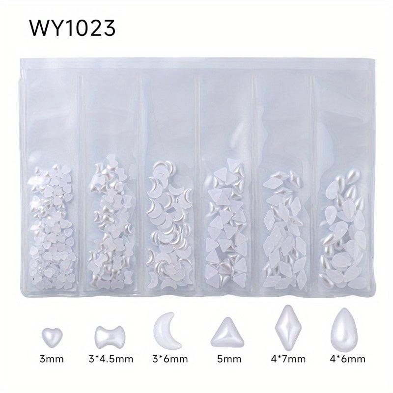 6 Grids 3D Nail Rhinestones Kit AB Crystal Rhinestones Nail Charms Diamonds