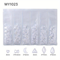 6 Grids 3D Nail Rhinestones Kit AB Crystal Rhinestones Nail Charms Diamonds