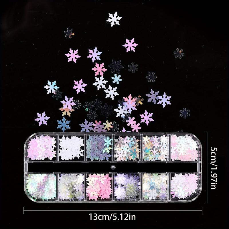 Christmas Nail Art Glitter Sequins Snowflake Designs Supply