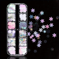 Christmas Nail Art Glitter Sequins Snowflake Designs Supply