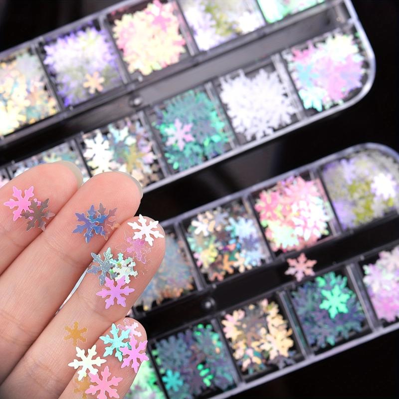 Christmas Nail Art Glitter Sequins Snowflake Designs Supply