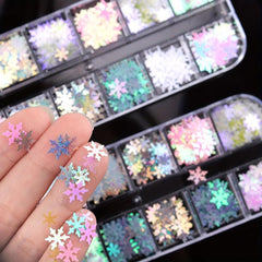 Christmas Nail Art Glitter Sequins Snowflake Designs Supply