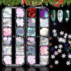 Christmas Nail Art Glitter Sequins Snowflake Designs Supply