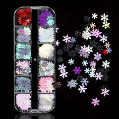 Christmas Nail Art Glitter Sequins Snowflake Designs Supply