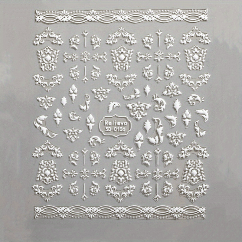 Snowflake Nail Art Stickers 5D Embossed Xmas Decals for Acrylic Nails