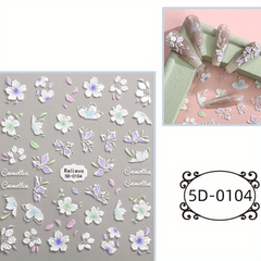 Snowflake Nail Art Stickers 5D Embossed Xmas Decals for Acrylic Nails