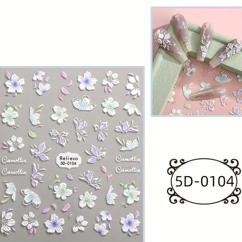 Snowflake Nail Art Stickers 5D Embossed Xmas Decals for Acrylic Nails