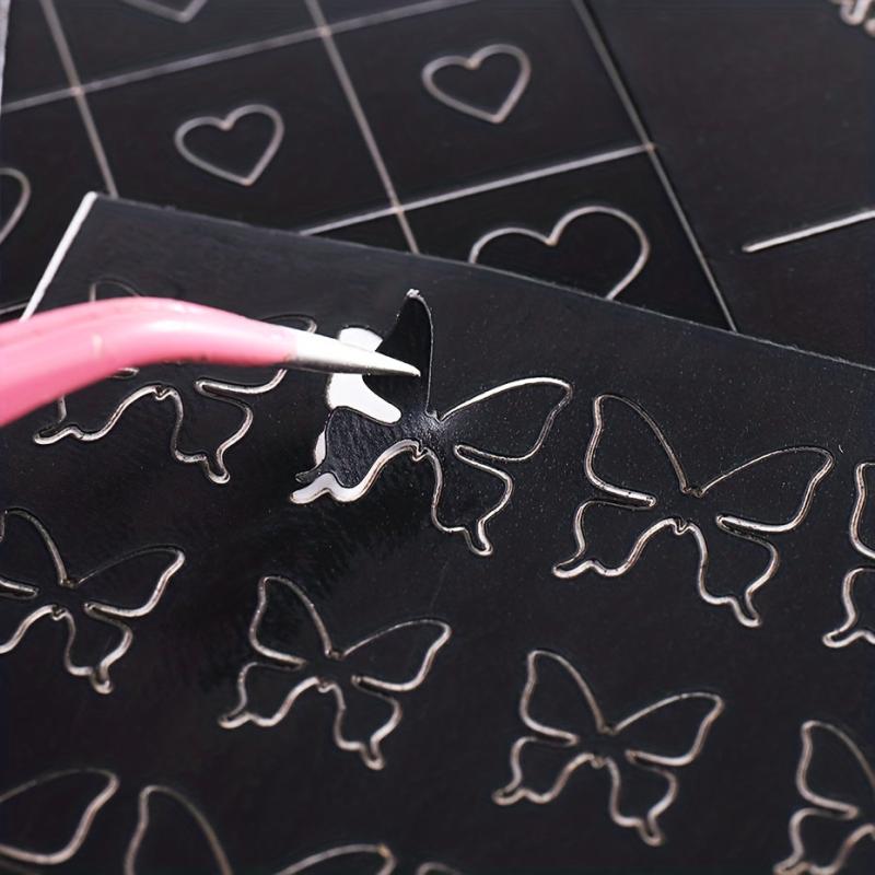 6 Sheets Stencils Nail Stickers Butterfly Flower Snowflake Decals