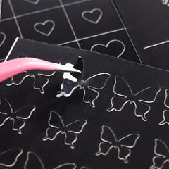 6 Sheets Stencils Nail Stickers Butterfly Flower Snowflake Decals