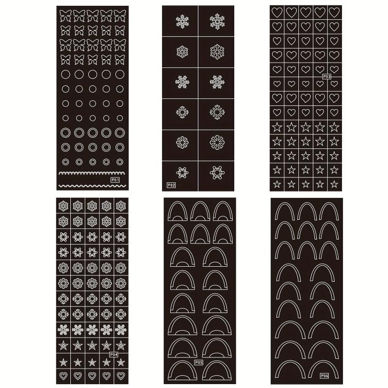6 Sheets Stencils Nail Stickers Butterfly Flower Snowflake Decals