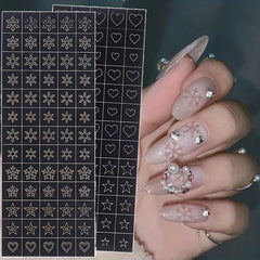 6 Sheets Stencils Nail Stickers Butterfly Flower Snowflake Decals