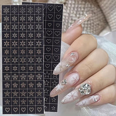 6 Sheets Stencils Nail Stickers Butterfly Flower Snowflake Decals