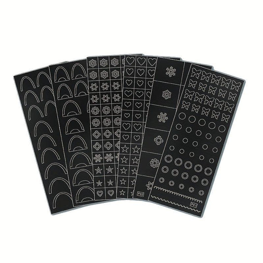 6 Sheets Stencils Nail Stickers Butterfly Flower Snowflake Decals