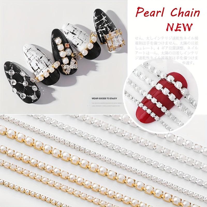 Pearl Chain Nail Art Decoration DIY Manicure