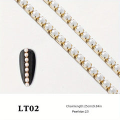 Pearl Chain Nail Art Decoration DIY Manicure