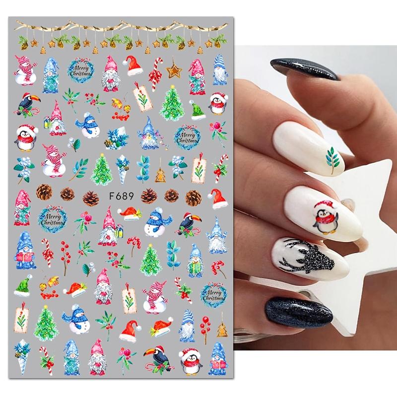 Christmas Nail Stickers Decals Self Adhesive Winter Xmas Party Nail Decoration