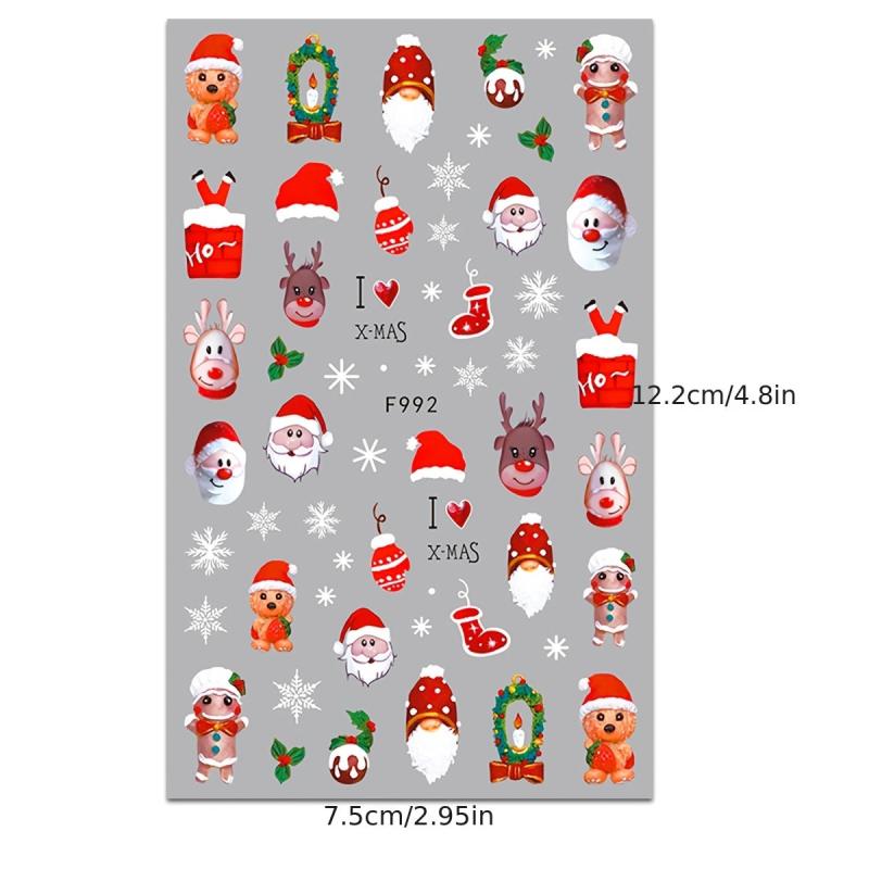Christmas Nail Stickers Decals Self Adhesive Winter Xmas Party Nail Decoration