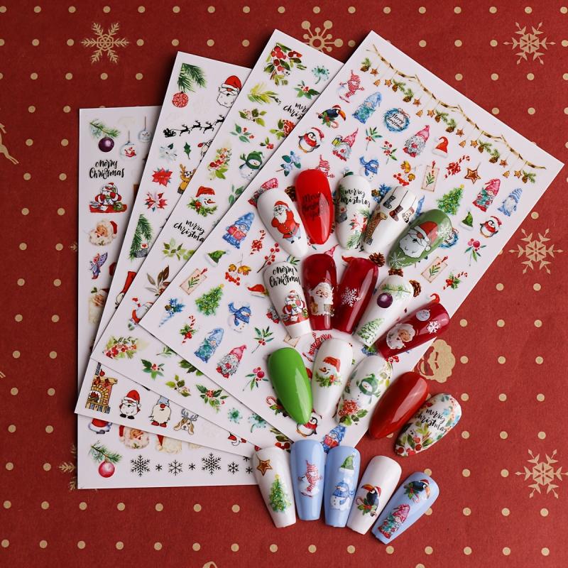 Christmas Nail Stickers Decals Self Adhesive Winter Xmas Party Nail Decoration