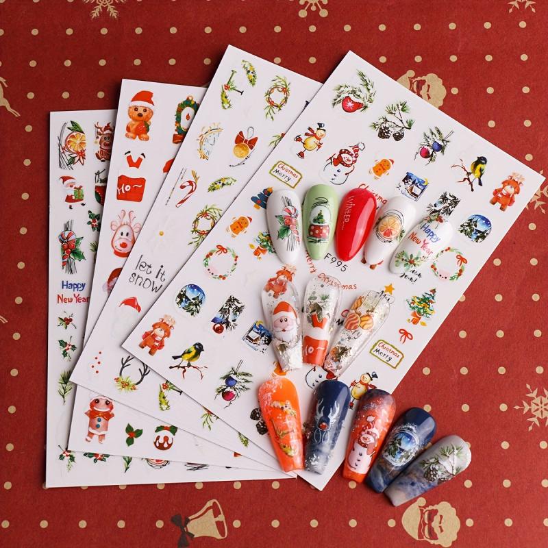 Christmas Nail Stickers Decals Self Adhesive Winter Xmas Party Nail Decoration