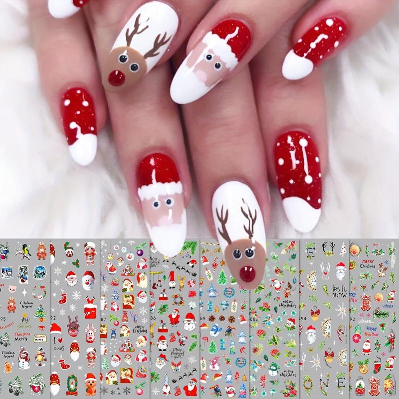 Christmas Nail Stickers Decals Self Adhesive Winter Xmas Party Nail Decoration
