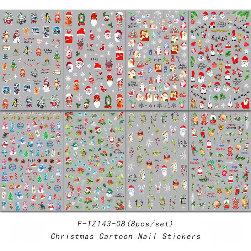 Christmas Nail Stickers Decals Self Adhesive Winter Xmas Party Nail Decoration