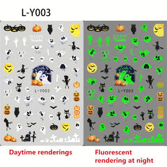 Halloween Nail Art Stickers Pumpkin Witch Ghost Bat Skull Nail Decals
