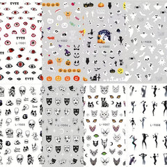 Halloween Nail Art Stickers Pumpkin Witch Ghost Bat Skull Nail Decals