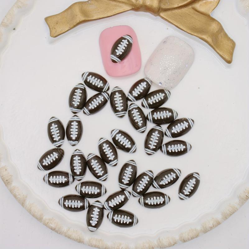 30pcs Football Shaped Nail Art Charms 3D Resin Nail Art Accessories