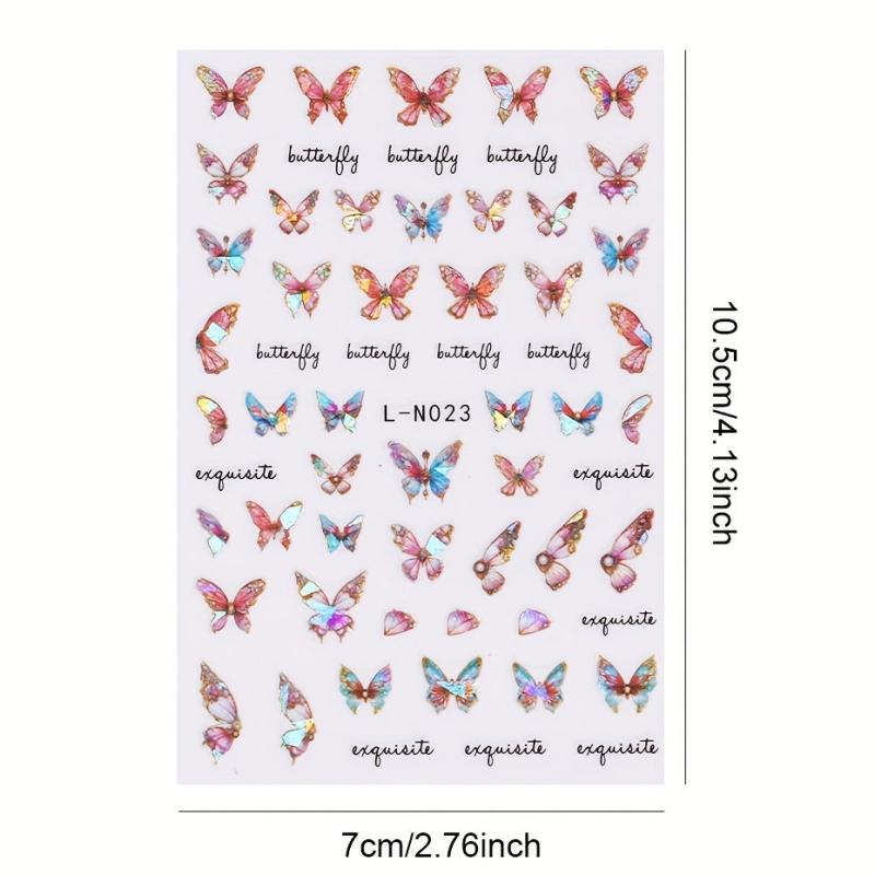 4pcs 3D Holographic Butterfly Nail Art Stickers Self-Adhesive