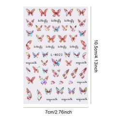 4pcs 3D Holographic Butterfly Nail Art Stickers Self-Adhesive