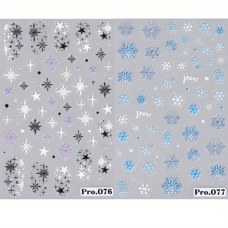 Embossed Christmas Nail Art Stickers - Santa Snowflake Tree Bell Decals