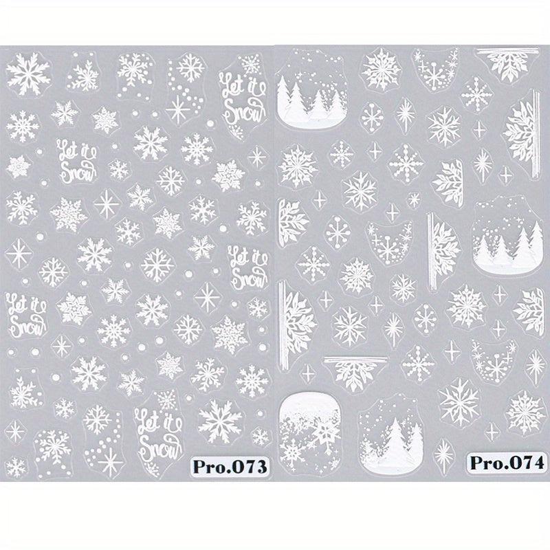 Embossed Christmas Nail Art Stickers - Santa Snowflake Tree Bell Decals