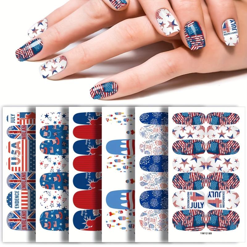 Independence Nail Stickers for Labor Day - Full Cover Self-Adhesive Nail Decor