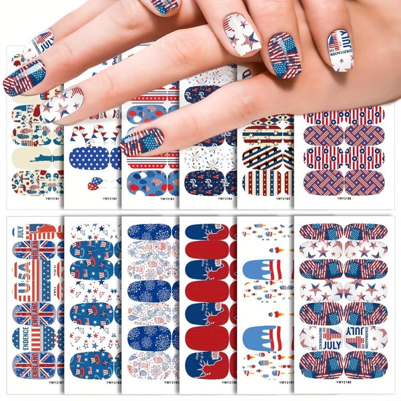 Independence Nail Stickers for Labor Day - Full Cover Self-Adhesive Nail Decor