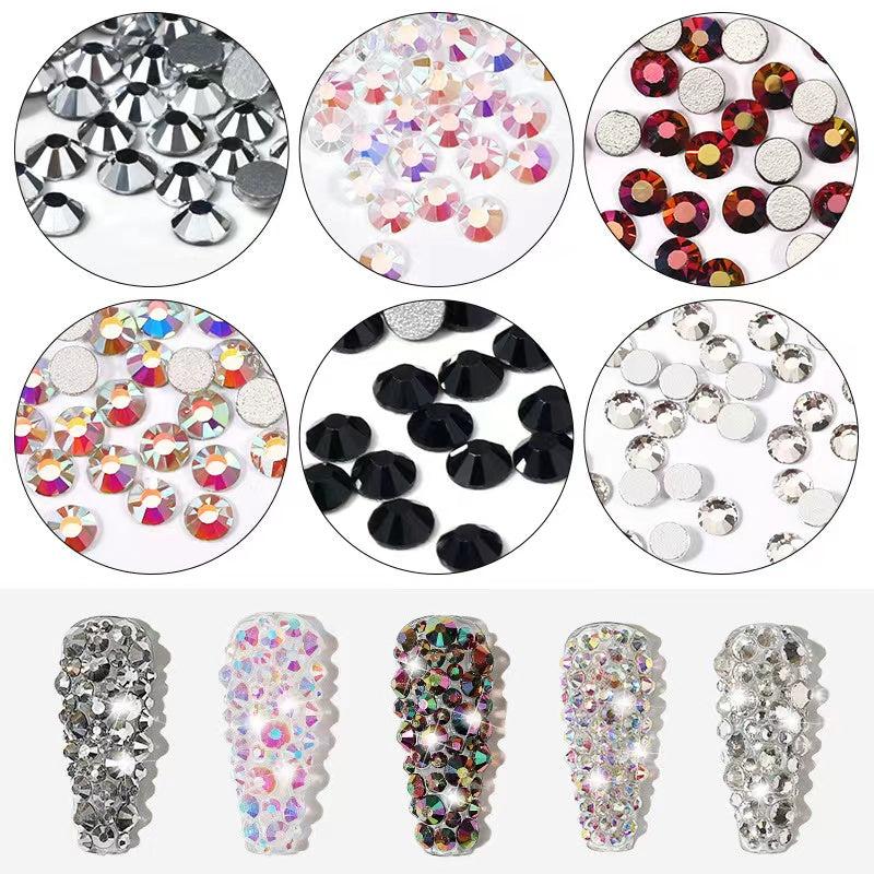 Glass Crystal Flat Back Nail Rhinestones Mixed Sizes for Crafts