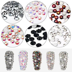Glass Crystal Flat Back Nail Rhinestones Mixed Sizes for Crafts