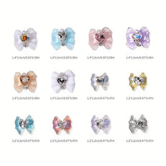 3D Bow & Heart Nail Decoration Resin Gems Charms DIY Nails