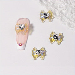 3D Bow & Heart Nail Decoration Resin Gems Charms DIY Nails