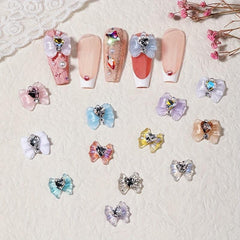 3D Bow & Heart Nail Decoration Resin Gems Charms DIY Nails