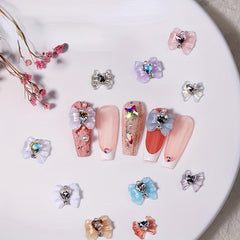 3D Bow & Heart Nail Decoration Resin Gems Charms DIY Nails