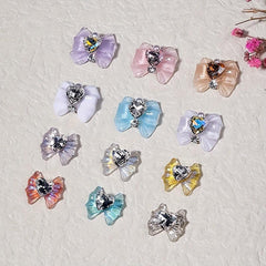 3D Bow & Heart Nail Decoration Resin Gems Charms DIY Nails