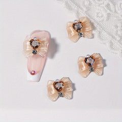 3D Bow & Heart Nail Decoration Resin Gems Charms DIY Nails