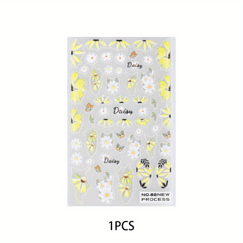 Colorful 3D Butterfly Flower Daisy Nail Art Stickers Decals