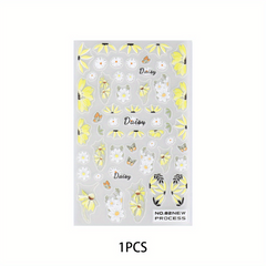 Colorful 3D Butterfly Flower Daisy Nail Art Stickers Decals