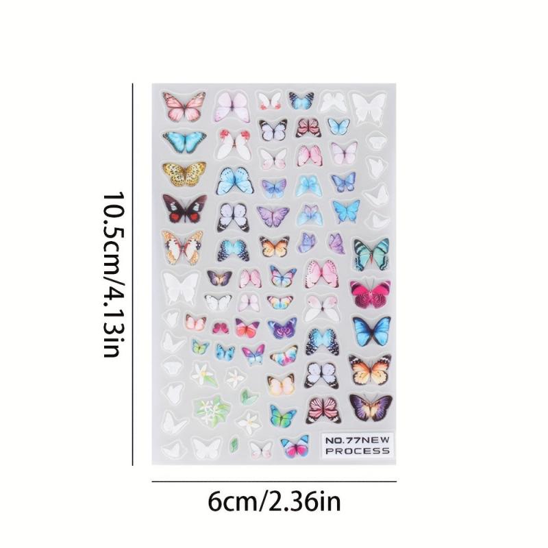 Colorful 3D Butterfly Flower Daisy Nail Art Stickers Decals
