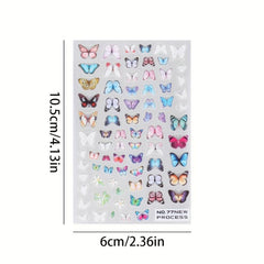 Colorful 3D Butterfly Flower Daisy Nail Art Stickers Decals