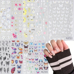 Colorful 3D Butterfly Flower Daisy Nail Art Stickers Decals